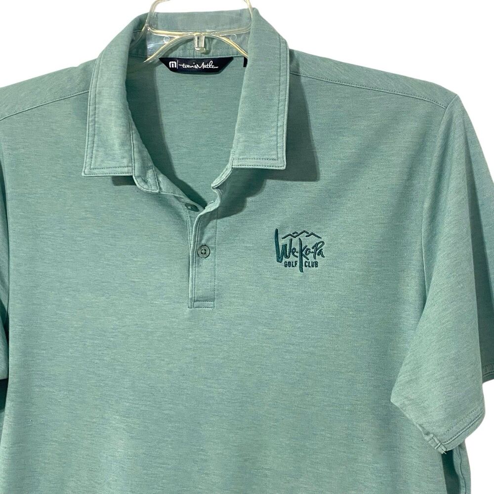 Travis Mathew We-Ko-Pa Golf Club L Polo Shirt Mens GREEN Pima Cotton FLAW ON HEM
